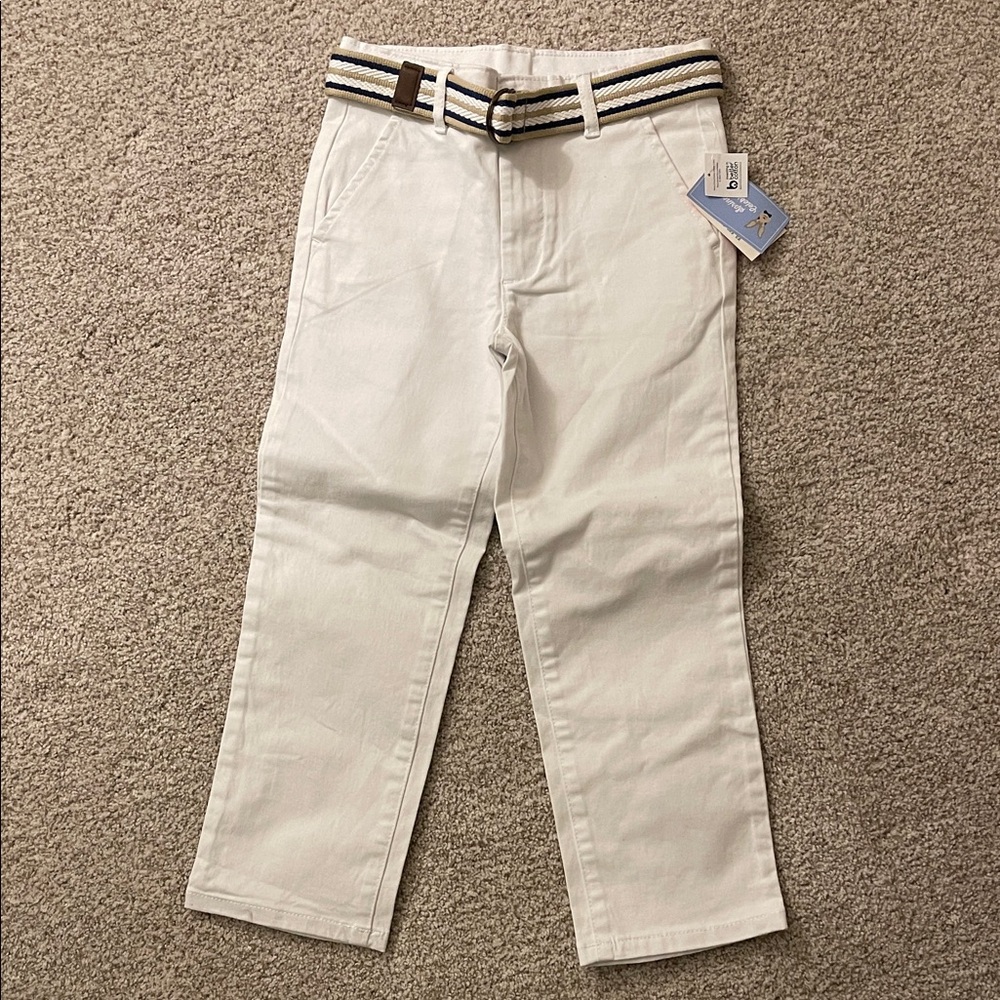 Gymboree White Pants with Striped Belt
